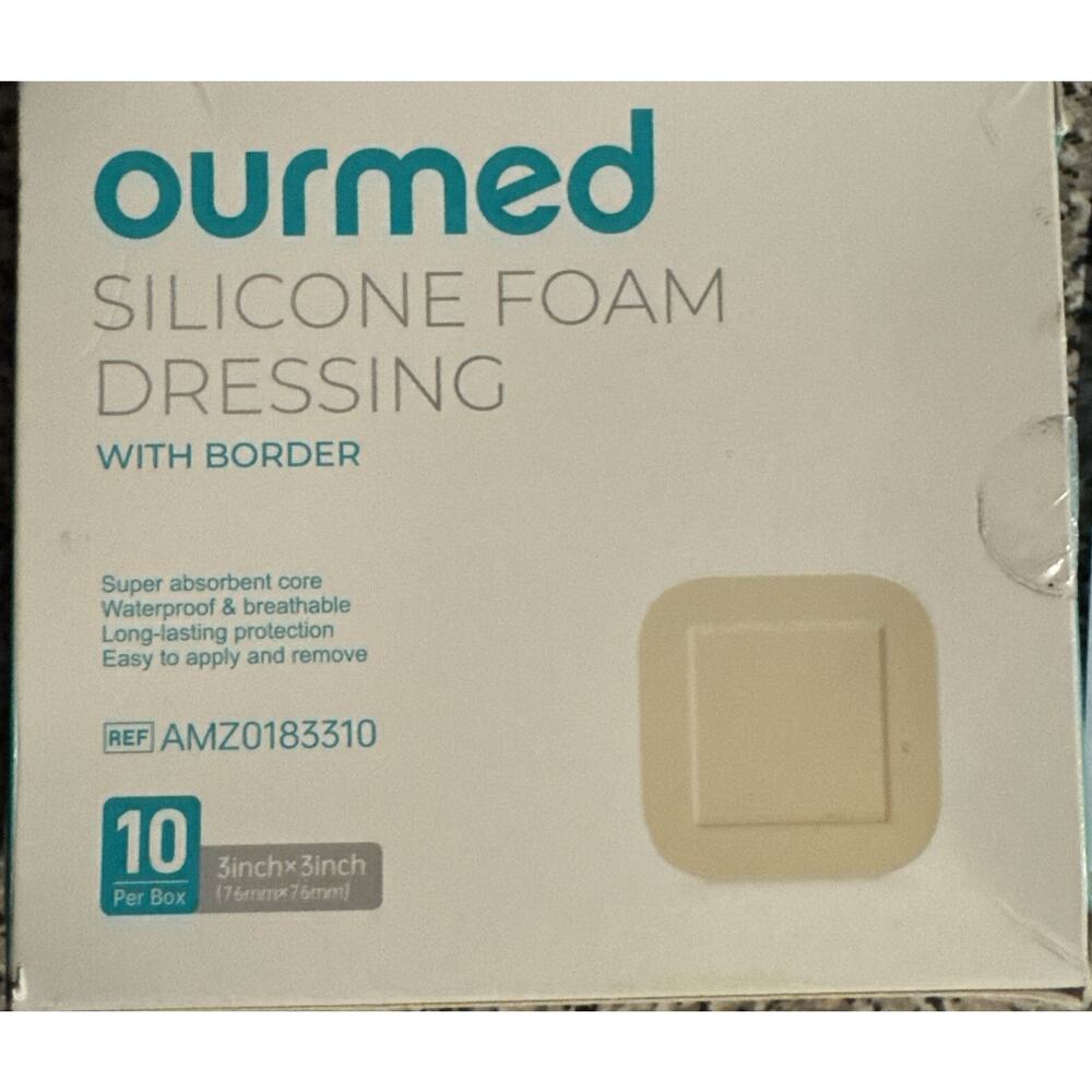 Silicone Foam Dressing with Border Adhesive 3" Absorbent Waterproof NIB